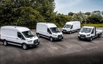 Eine flotte Flotte: Ford E-Transit, mit großer Batterie erst ab dem mittleren Radstand.