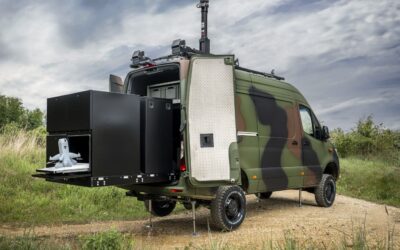 Sprinter mit Drohnenstart-Modul im Heck.