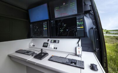 Mobiler Arbeitsplatz zur Drohnensteuerung.