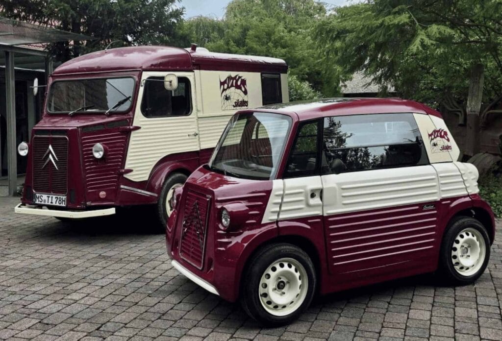 Mikro-Van im klassischen Ornat: Citroen Ami mit Caselani-Outfit.