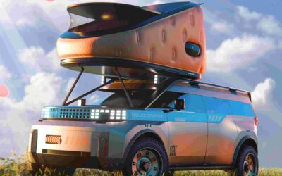 Geschlafen wird in einem aufblasbaren Aufstelldach.