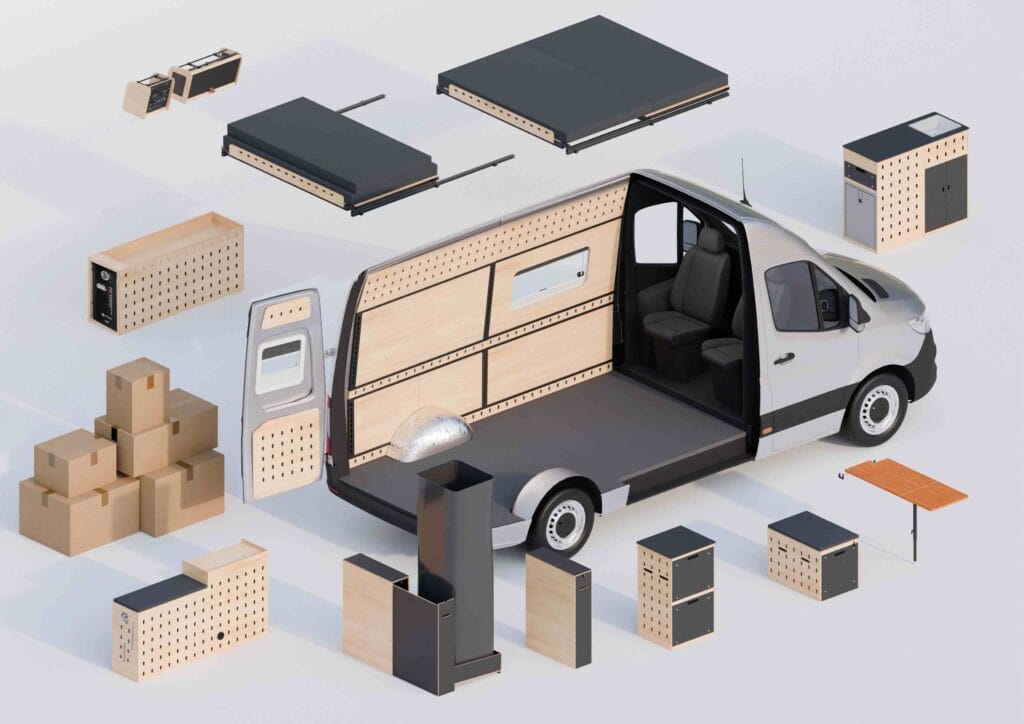 Cargo Clips: modulare Zusammenstellung der Einrichtung.