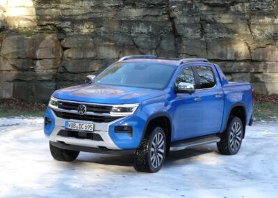 Steinbruch, Schnee, was auch immer: Der allradgetriebene Amarok schlägt sich tapfer.