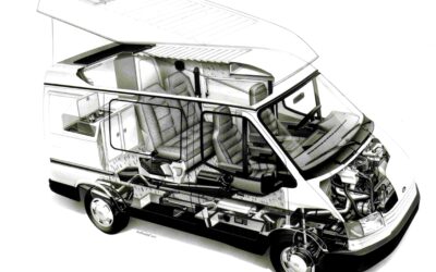 Der erste Werks-Campervan: Interieur des Transit Nugget mit Westfalia-Ausbau 1986.